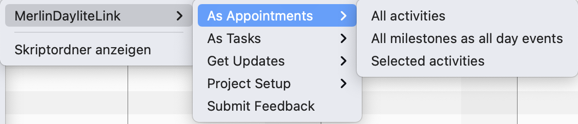 Vorgang oder Meilenstein als Termin übergeben