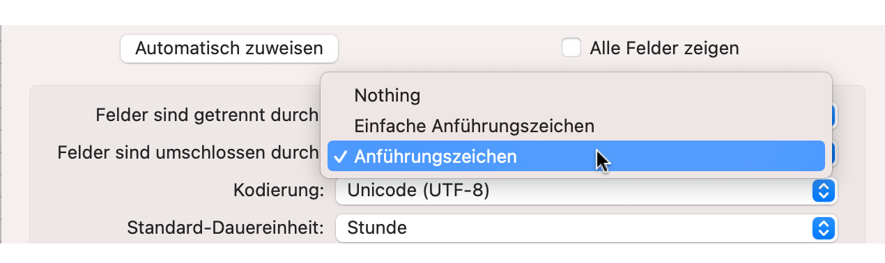Umschließende Zeichen auswählen Umschließende Zeichen auswählen