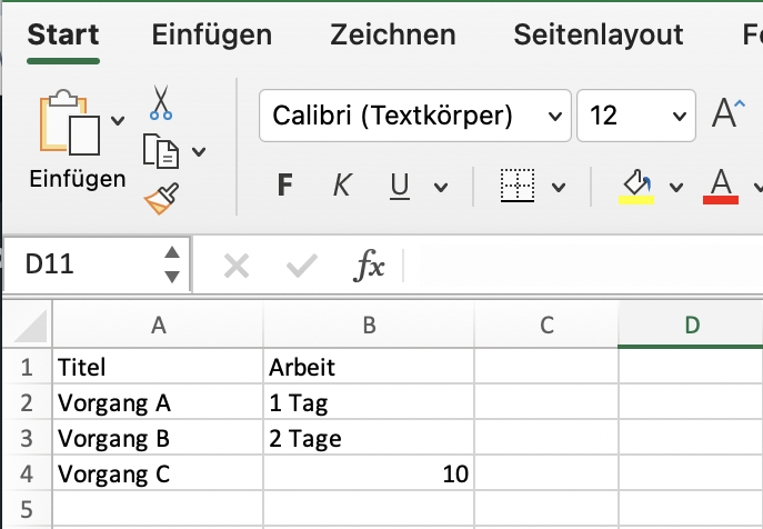 Excel-Tabelle Excel-Tabelle