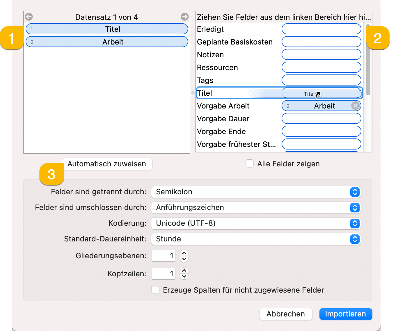CSV in Merlin Project importieren CSV in Merlin Project importieren