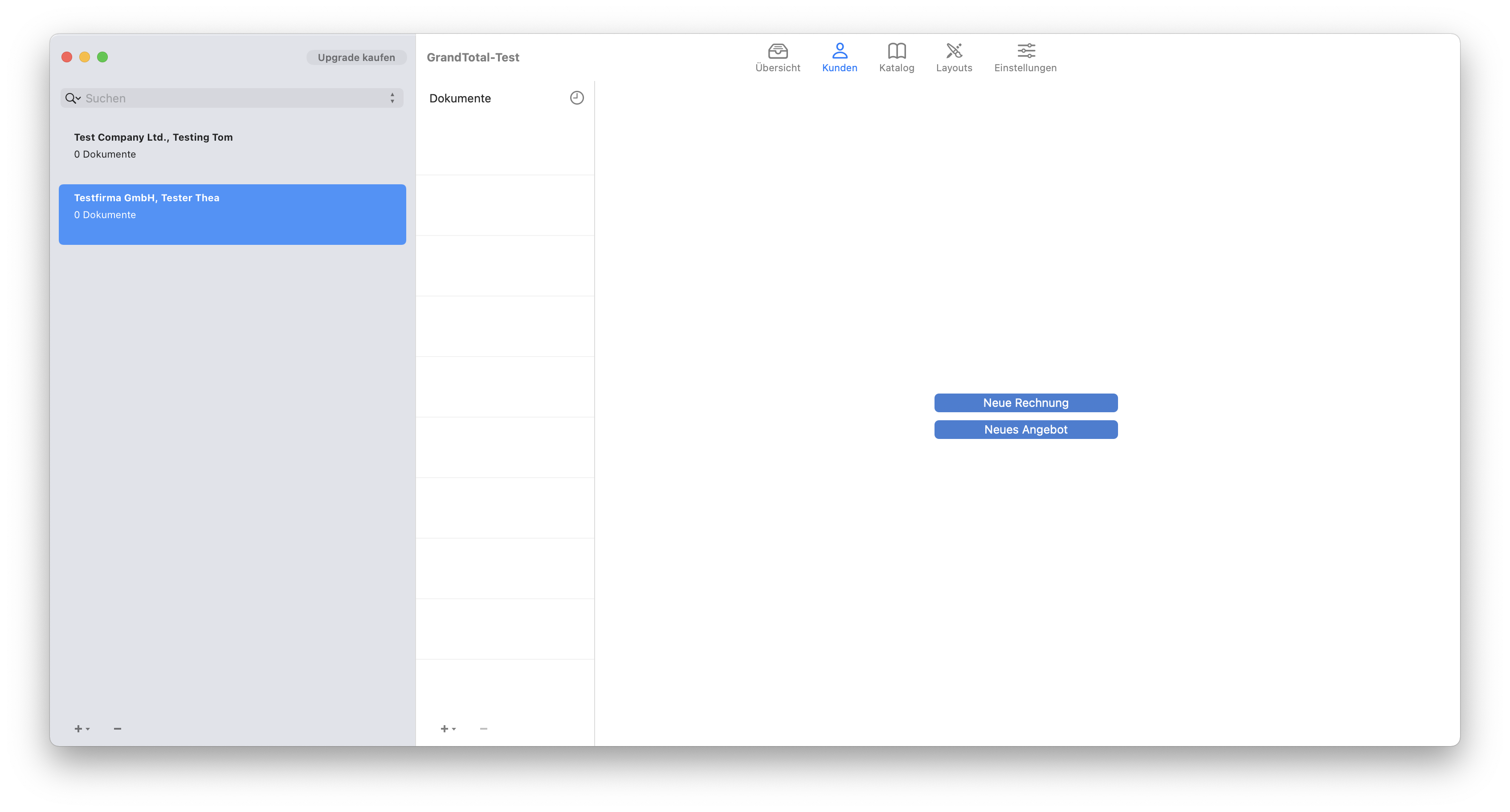 Neuen Beleg in GrandTotal erstellen