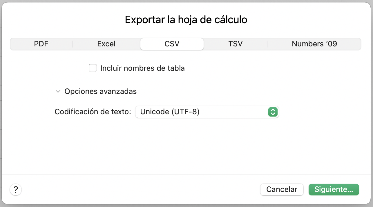 Elegir codificación de archivo