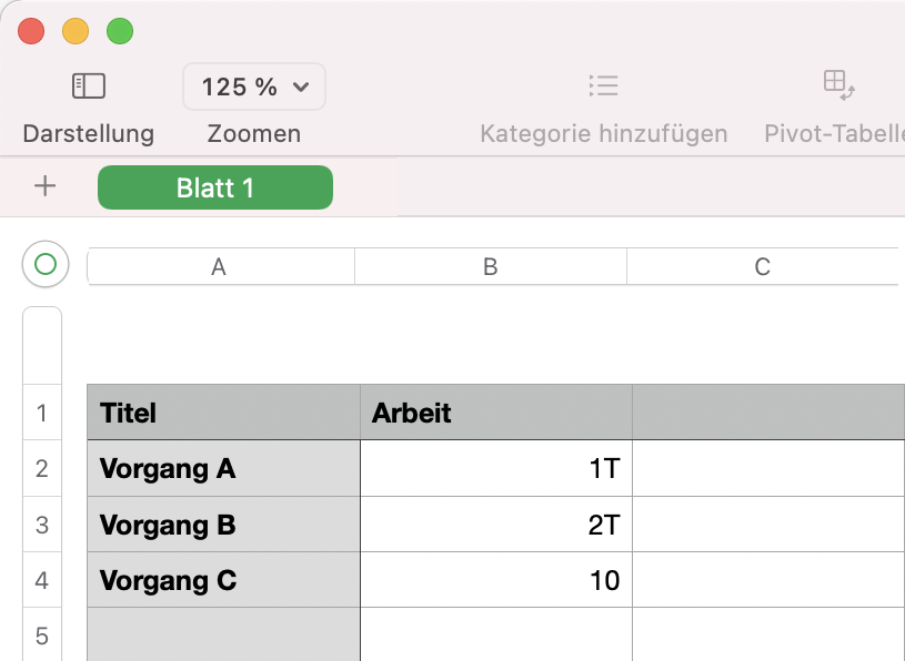 Numbers-Tabelle Numbers-Tabelle
