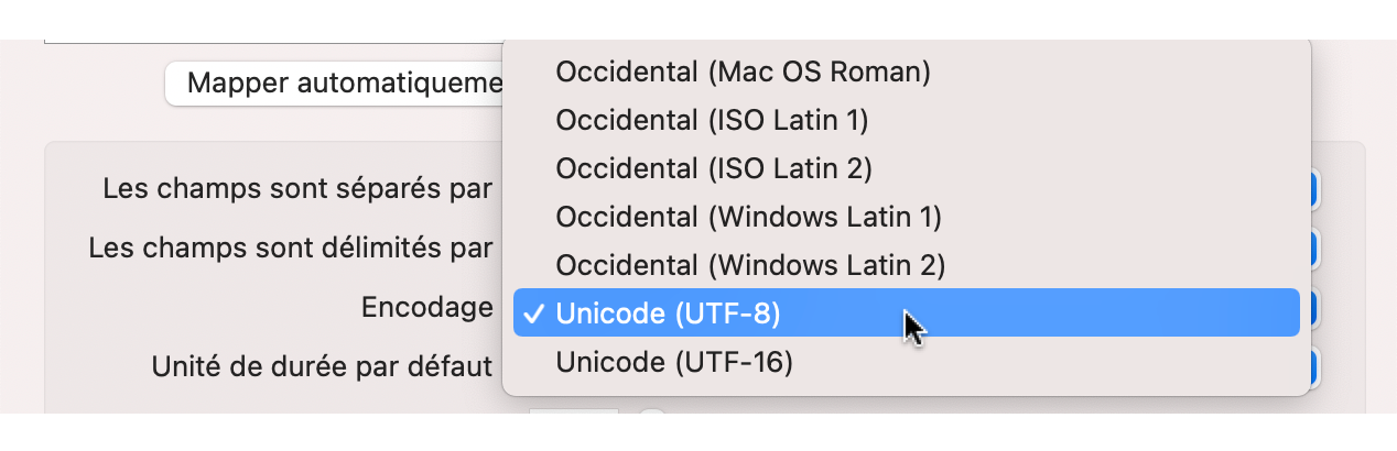 Choisir le codage Choisir le codage