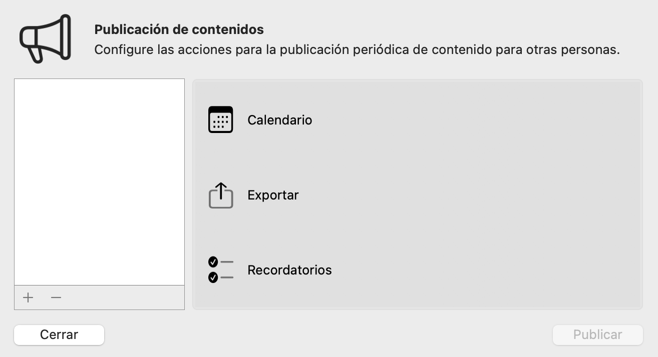 Archivo → Publicar → Preferencias