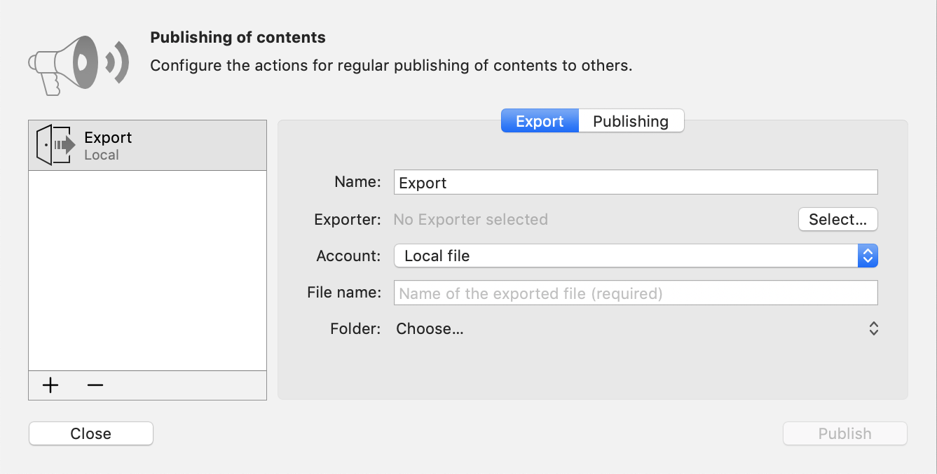 Publish for Export