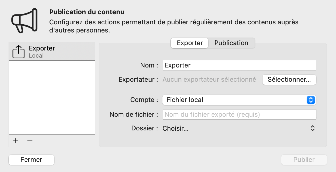 Publier pour l'exportation Publier pour l'exportation