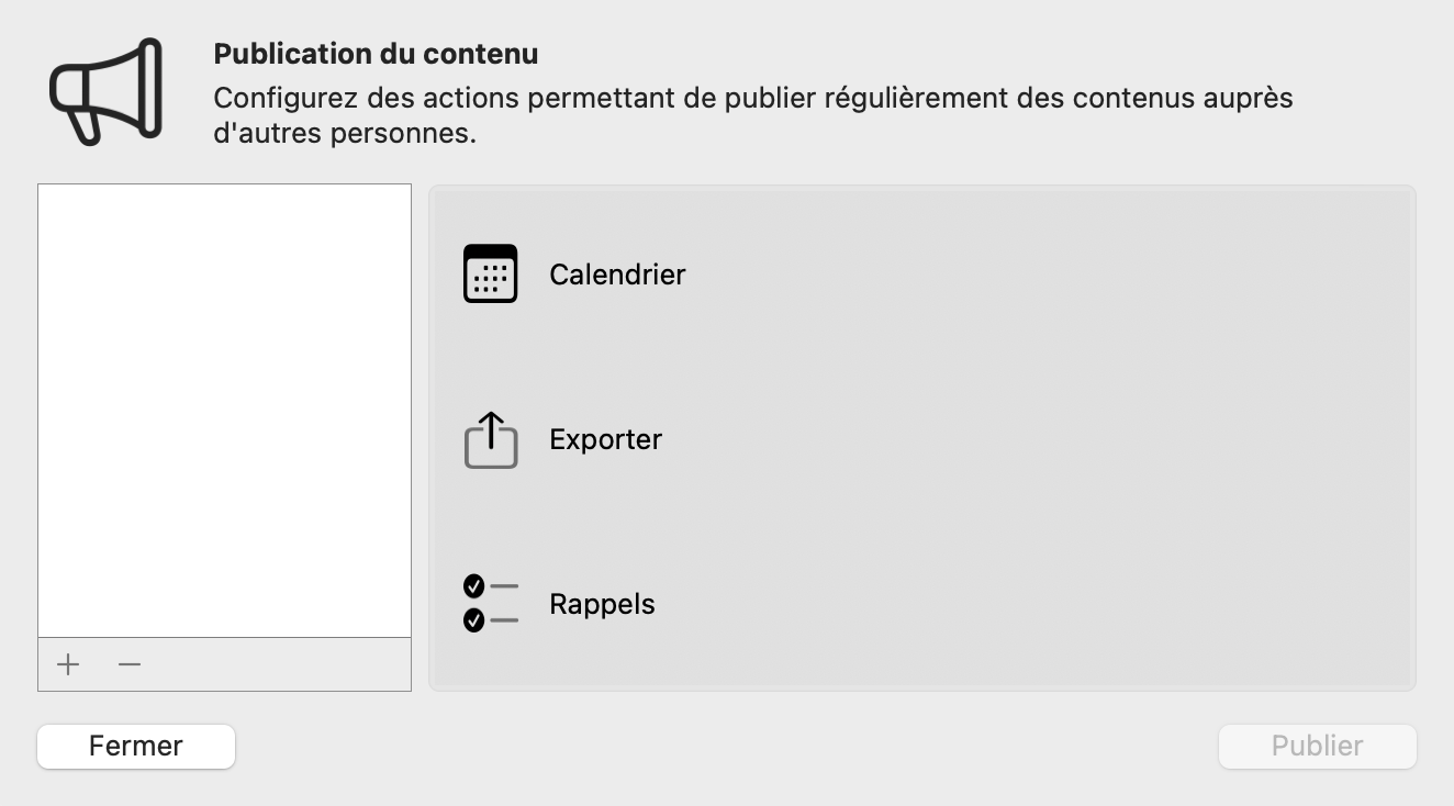 Fichier → Publier → Réglages Fichier → Publier → Réglages