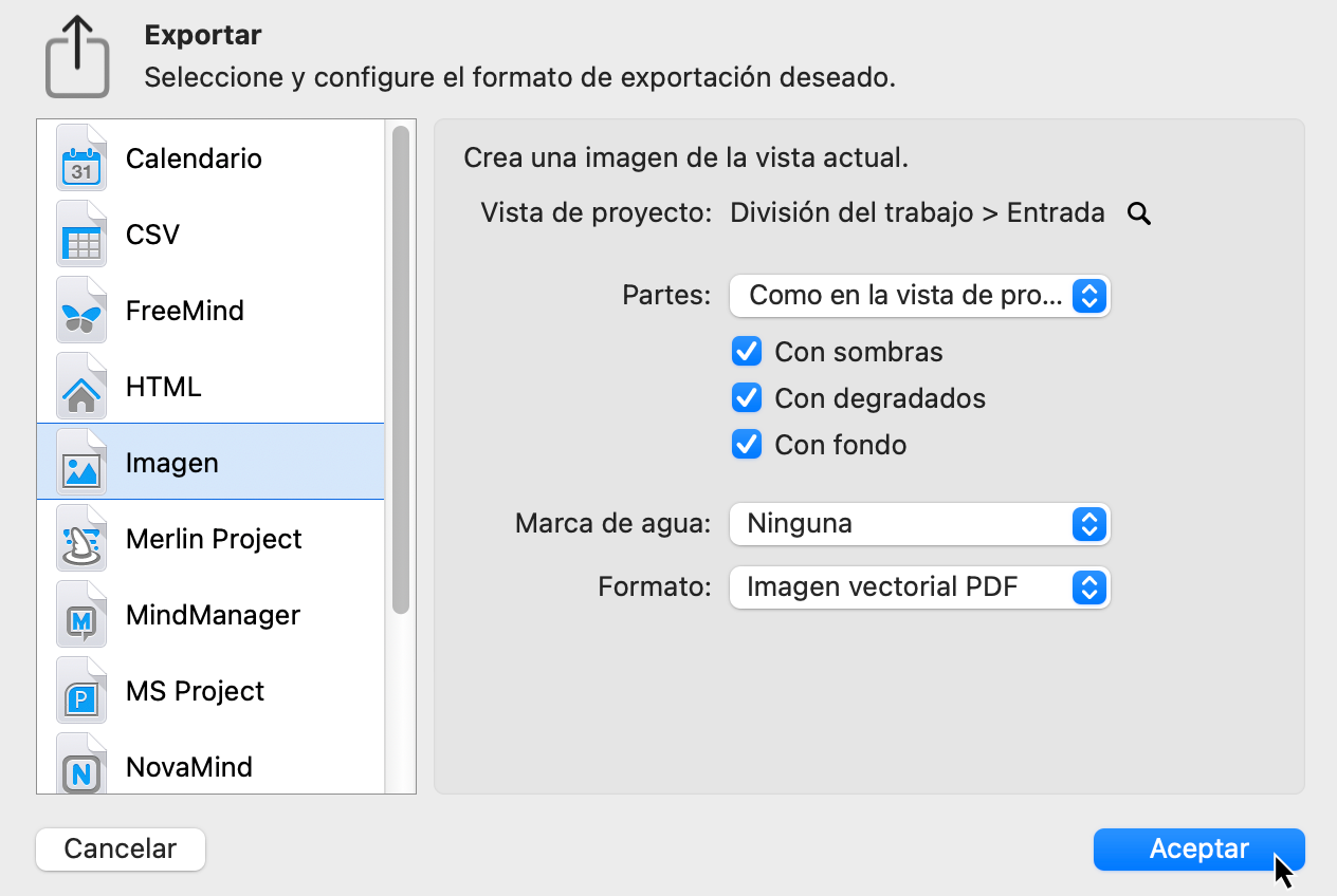 Publicar: Exportador
