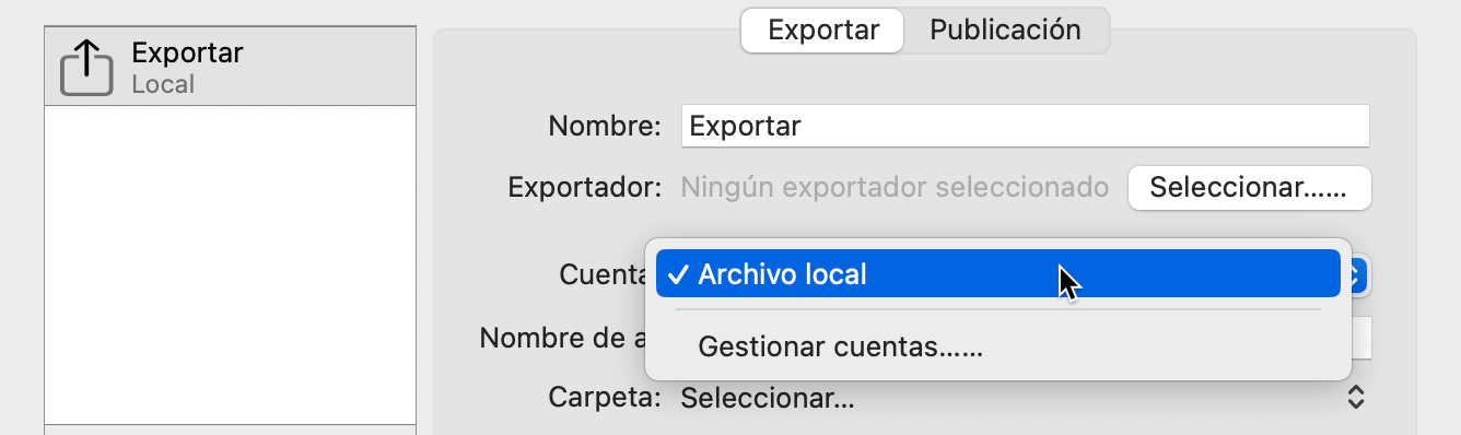 Publicar: Cuenta