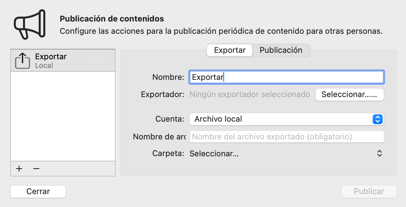 Publicar para exportar