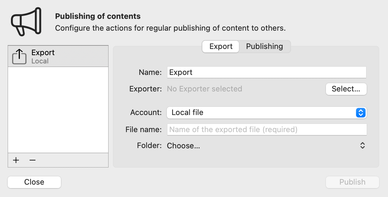 Publish for Export
