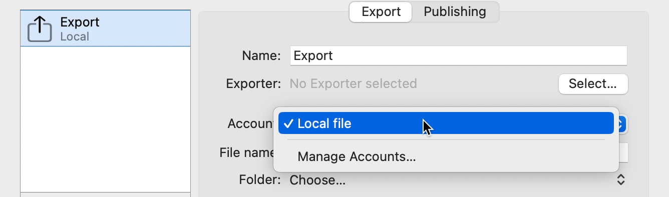 Publish: Account Publish: Account