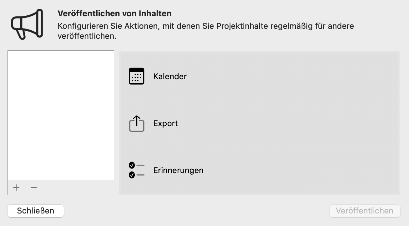Datei - Veröffentlichen - Einstellungen Datei - Veröffentlichen - Einstellungen