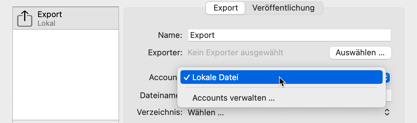 Veröffentlichen: Account Veröffentlichen: Account
