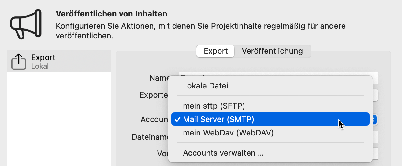 Veröffentlichen und automatischer E-Mail-Versand Veröffentlichen und automatischer E-Mail-Versand
