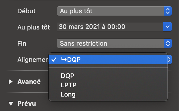 L'alignement des activités L'alignement des activités