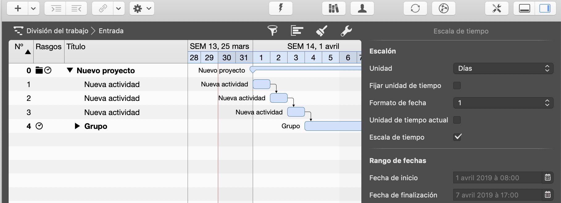 Mostrar línea de tiempo en la escala de tiempo Mostrar línea de tiempo en la escala de tiempo