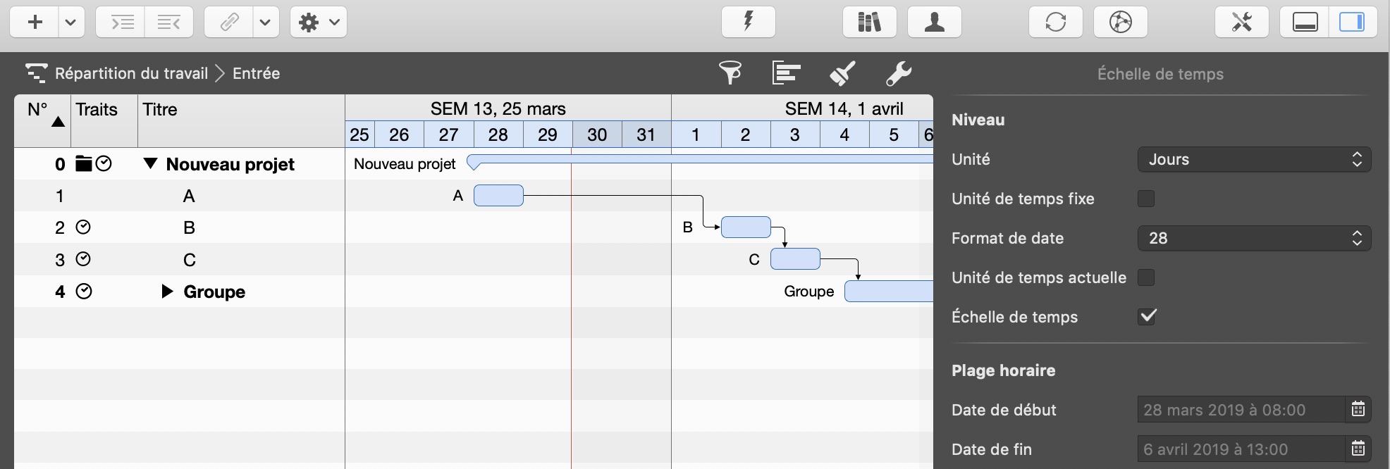 Afficher la ligne du temps dans l'échelle de temps Afficher la ligne du temps dans l'échelle de temps