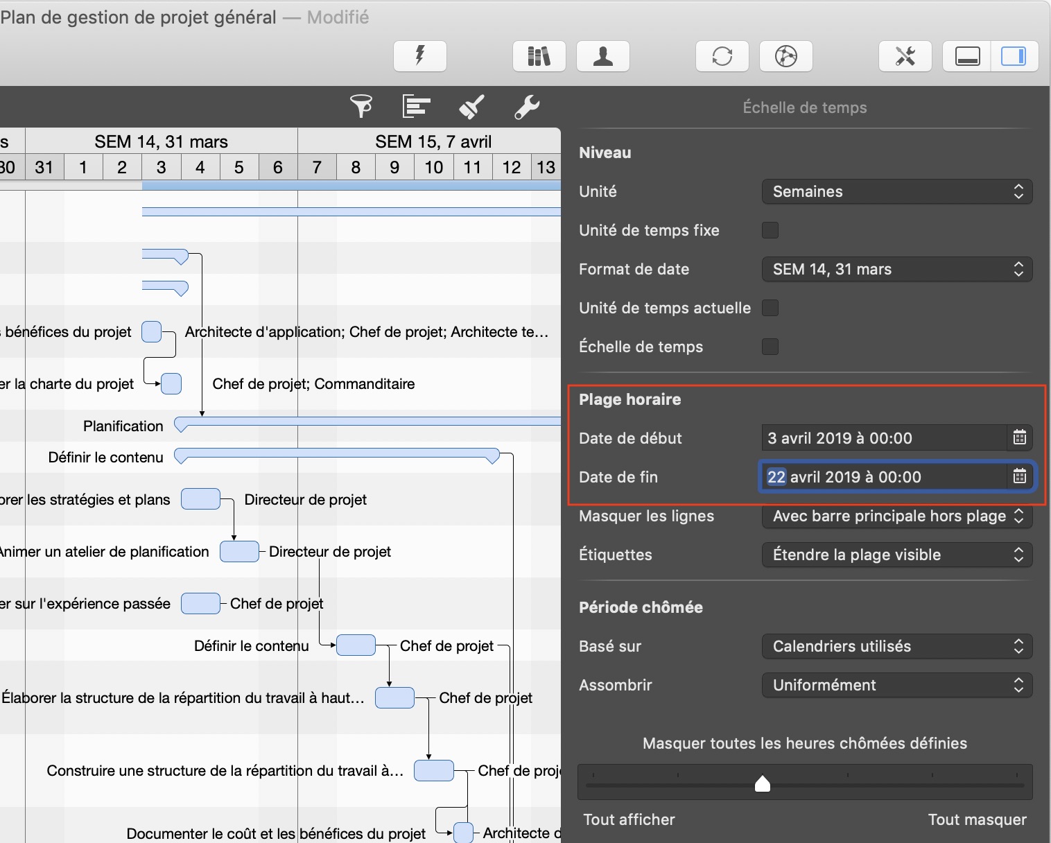Limiter la plage de dates dans Merlin Project Limiter la plage de dates dans Merlin Project