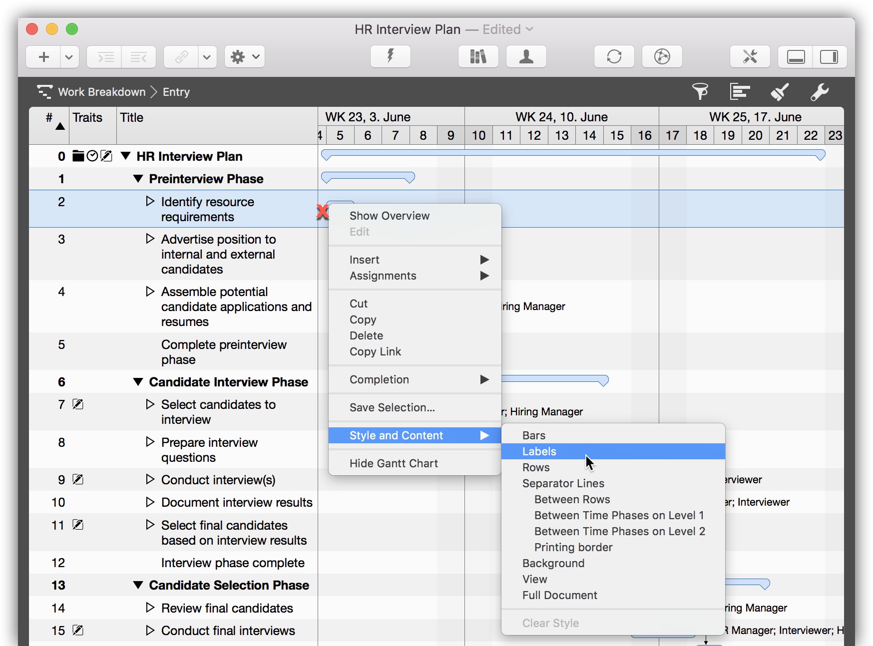 Change style and content