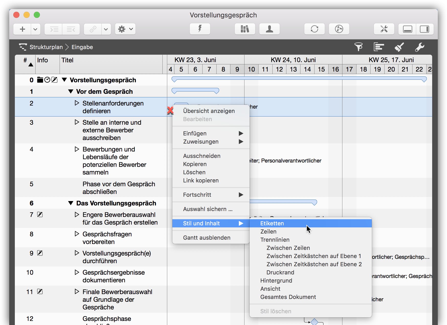 Stil und Inhalt ändern