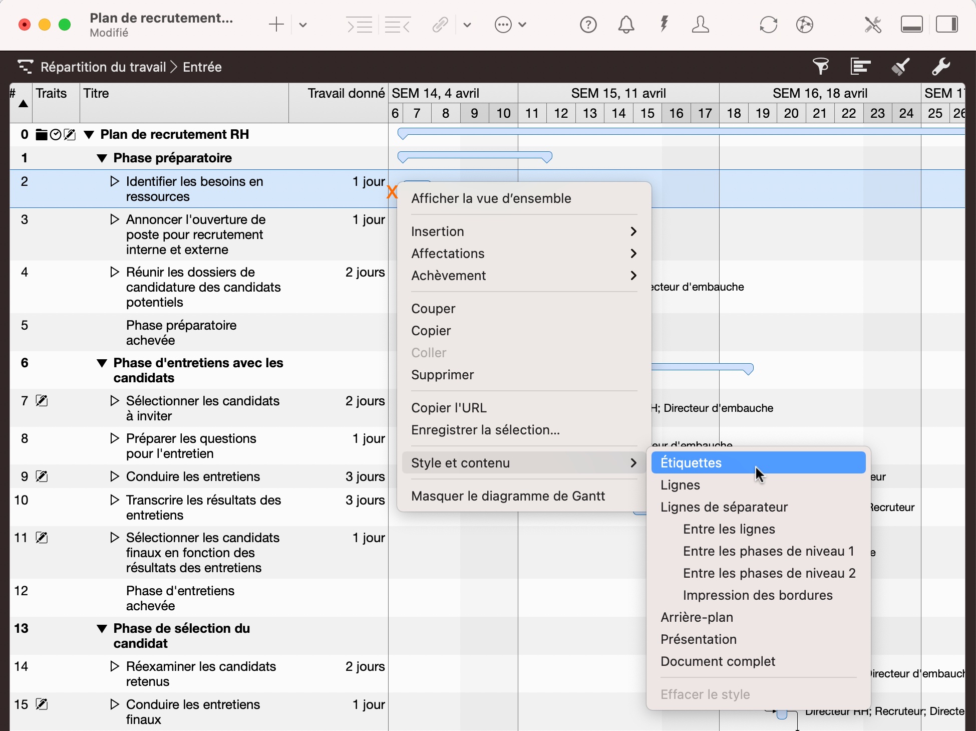 Modifier style et contenu