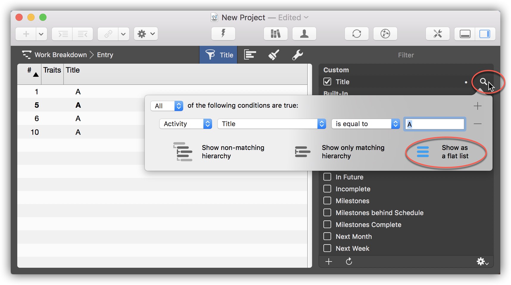Filtered results in Merlin Project