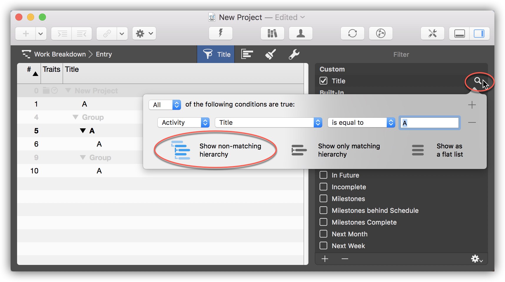 Filtered results in Merlin Project