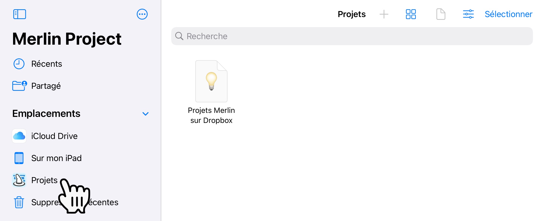 Projets Merlin sur Dropbox - iOS