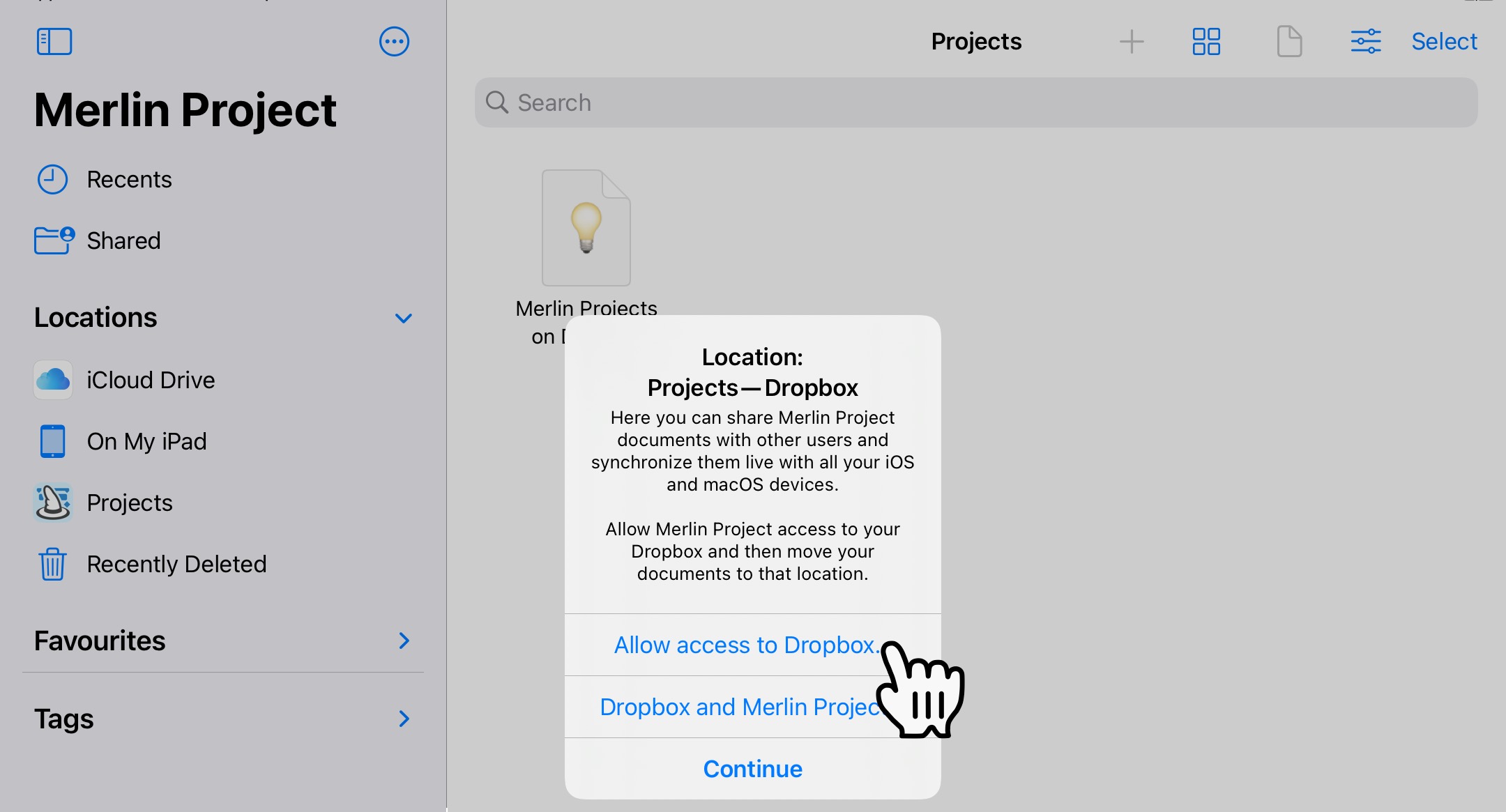 Allow Merlin Project access to Dropbox