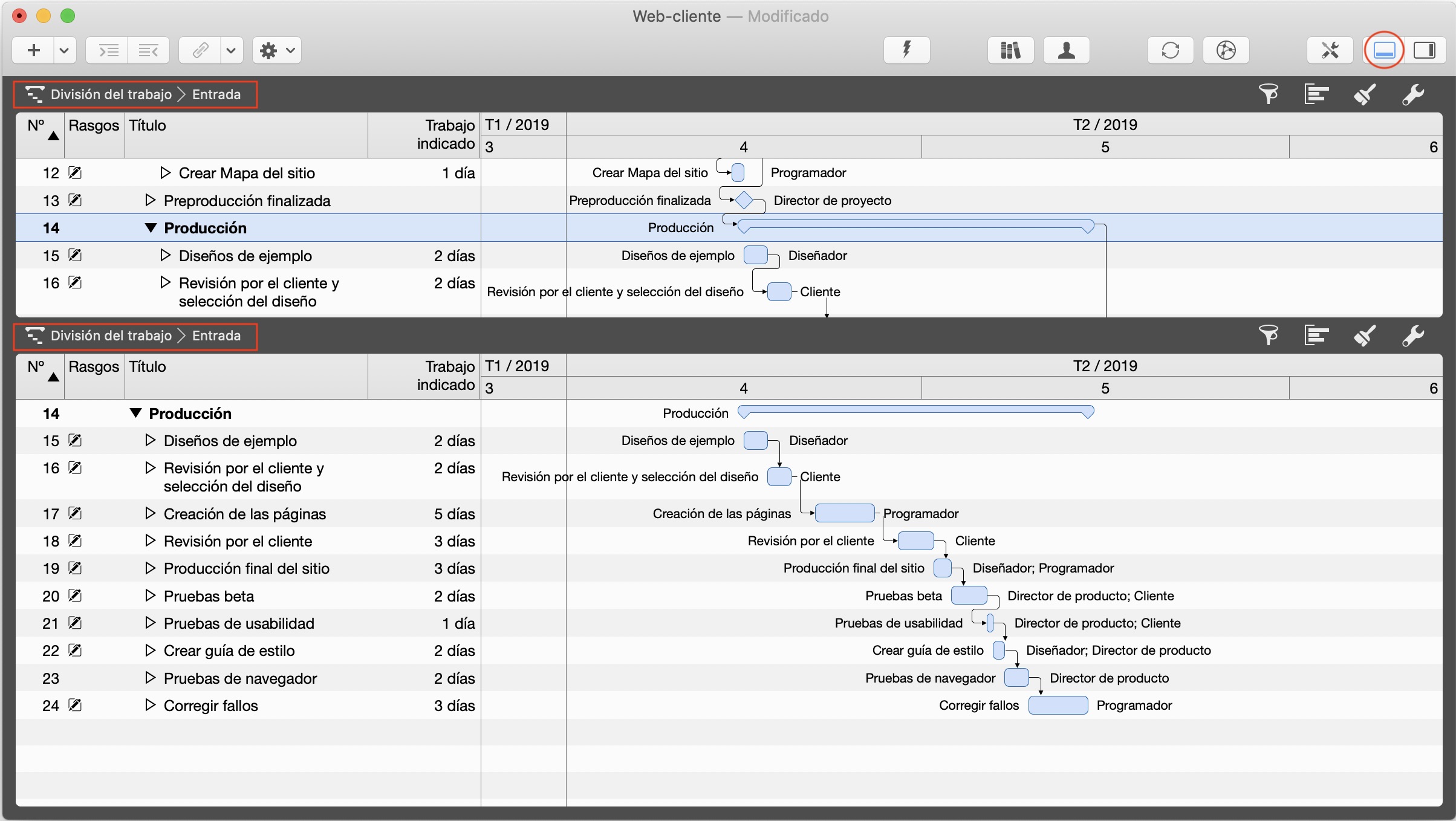 Vista de detalles de uso