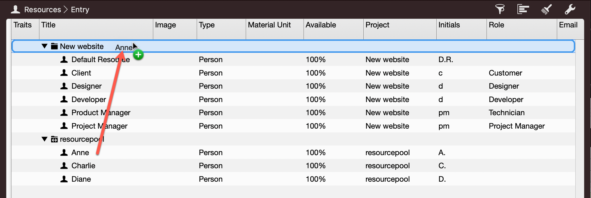 Insert a new resource and adopt the resource pool item Insert a new resource and adopt the resource pool item