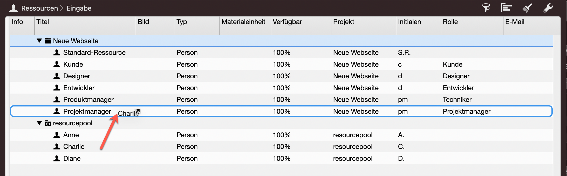 Übernahme eines Ressourcenpool-Elements und Verknüpfung mit einer bestehenden Ressource Übernahme eines Ressourcenpool-Elements und Verknüpfung mit einer bestehenden Ressource