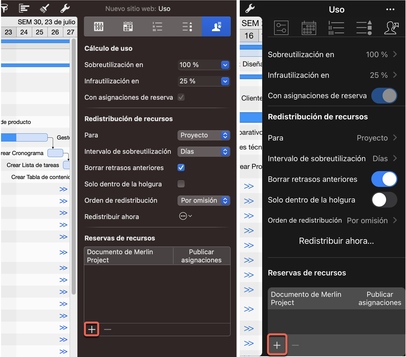 Utilization Settings on mac and  iPad