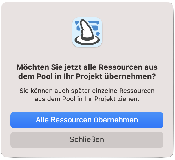 Ressourcenpool-Ressourcen übernehmen