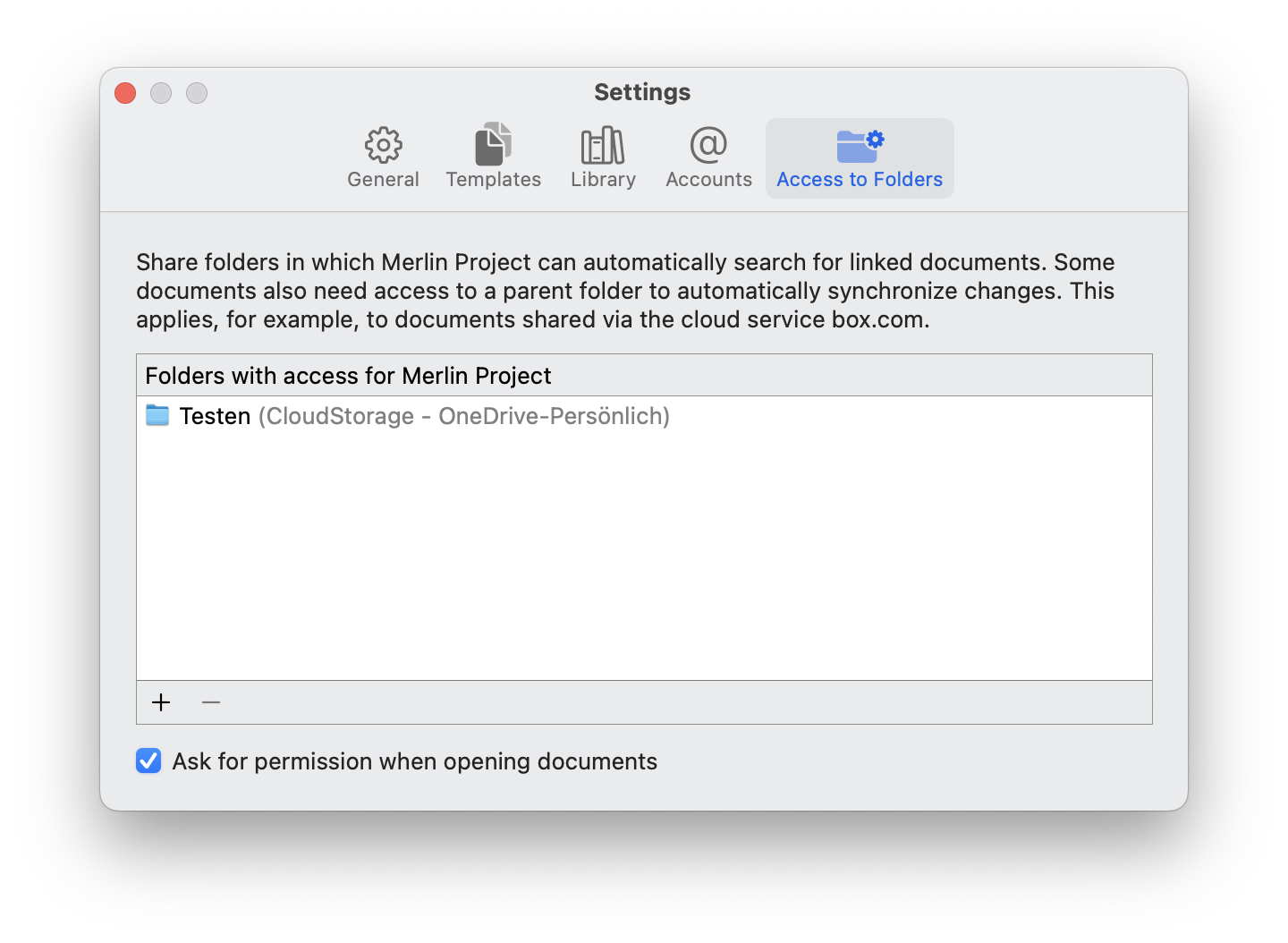 Access to folders for Merlin Project
