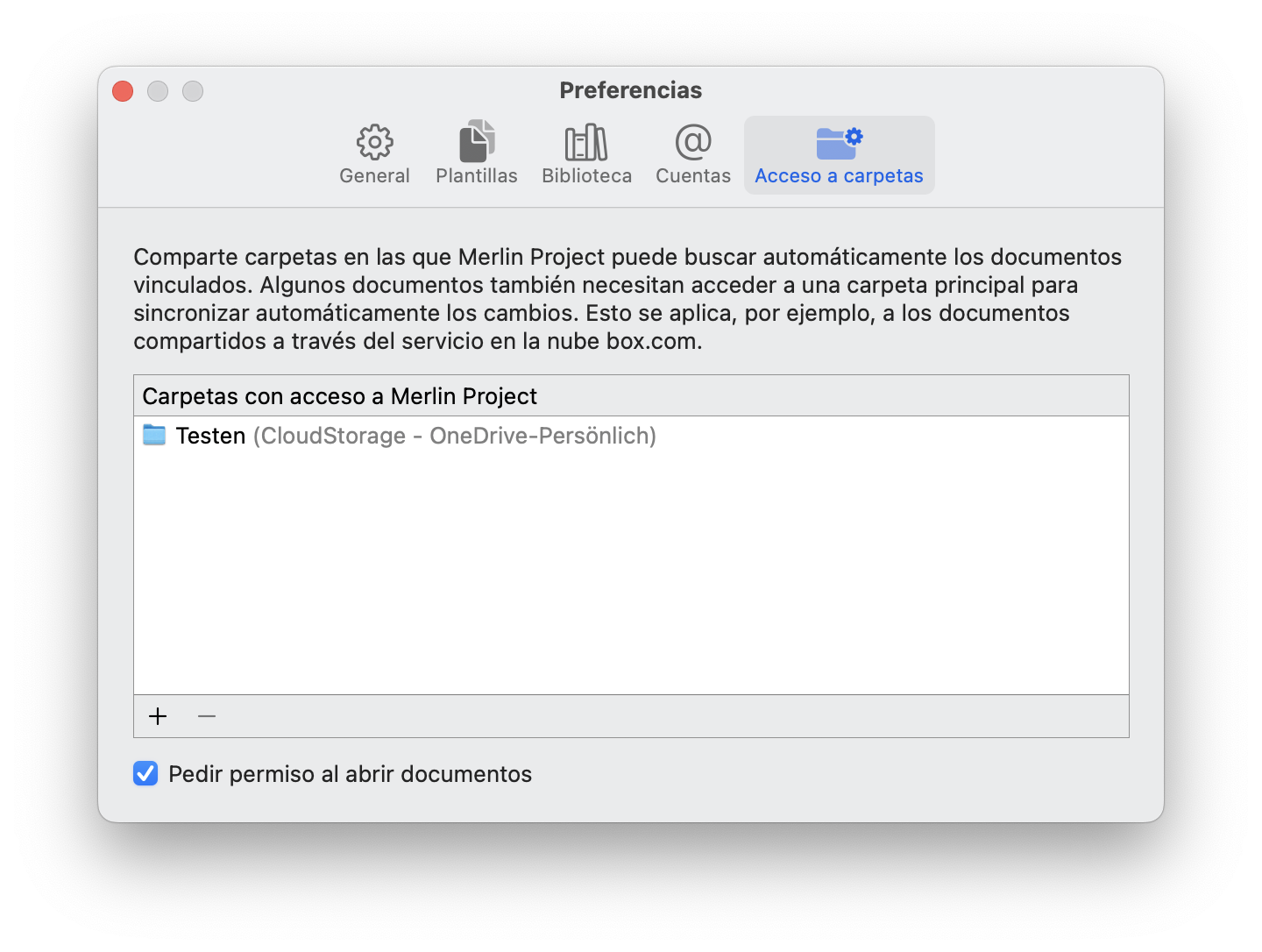 Acceso a las carpetas para Merlin Project