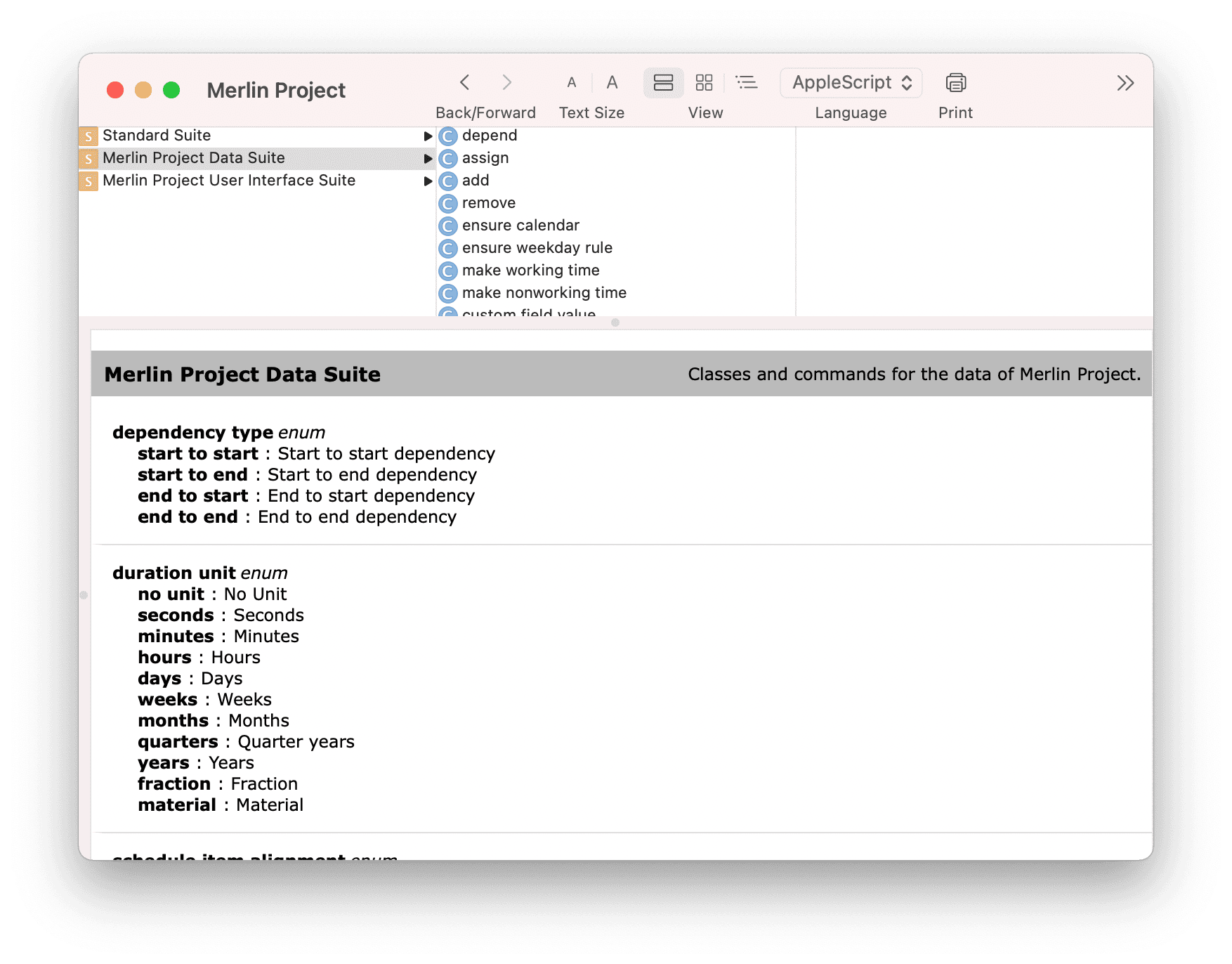 Merlin Project AppleScript 功能字典 Merlin Project AppleScript 功能字典