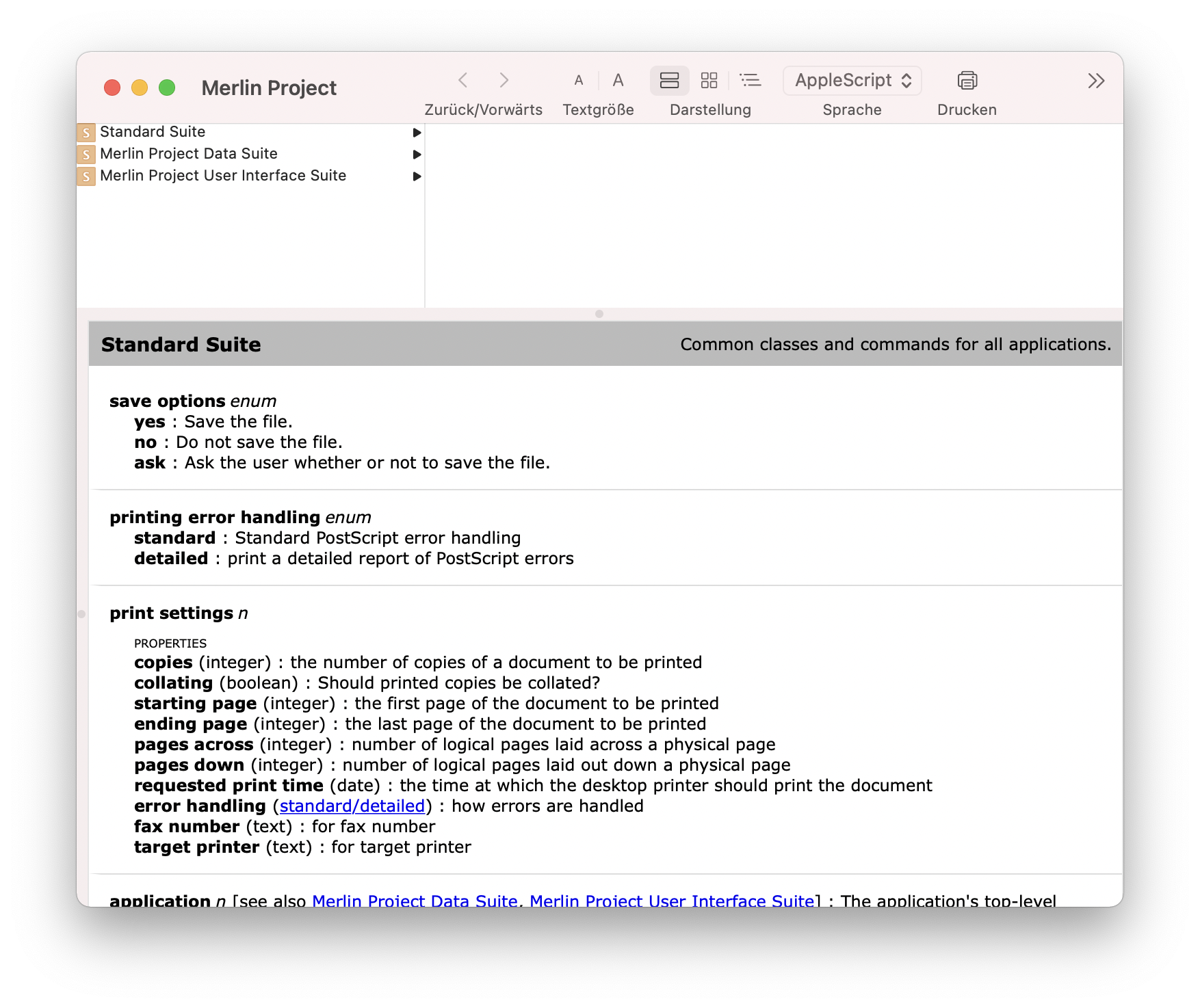 Merlin Project AppleScript Funktionsverzeichnis Merlin Project AppleScript Funktionsverzeichnis