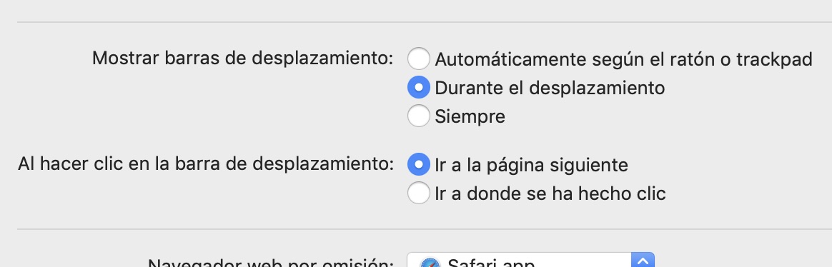 Configuración de las barras de desplazamiento