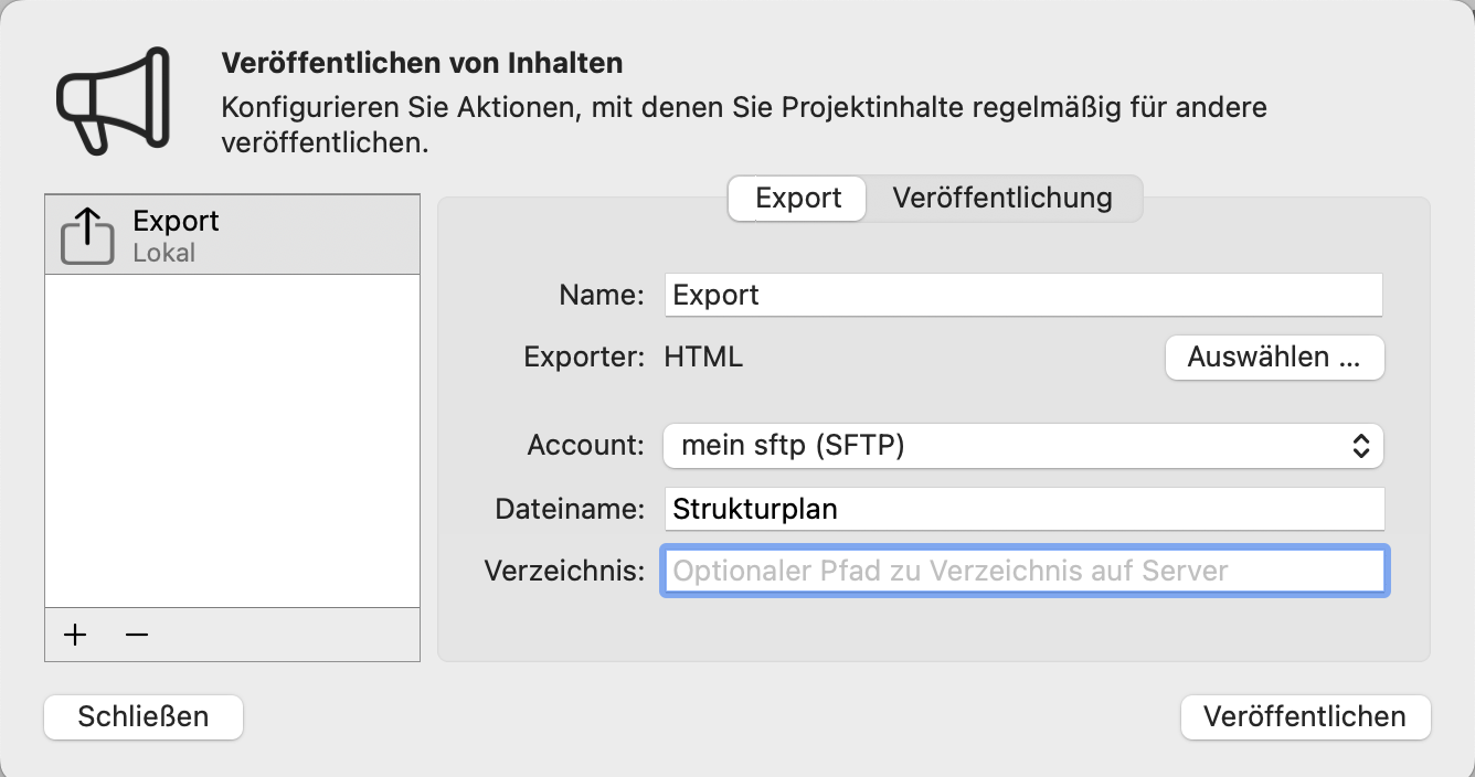 Verzeichnis leerlassen