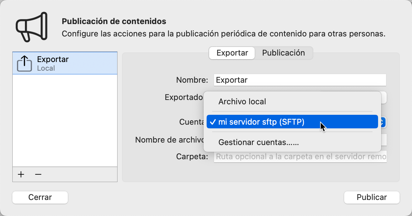 cuenta SFTP cuenta SFTP