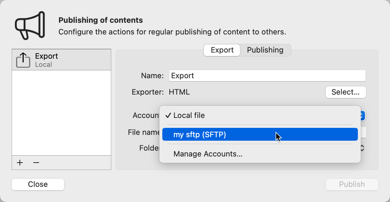 SFTP Account SFTP Account