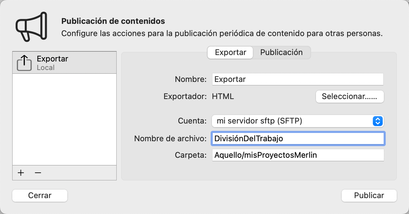 La carpeta contiene una ruta relativa