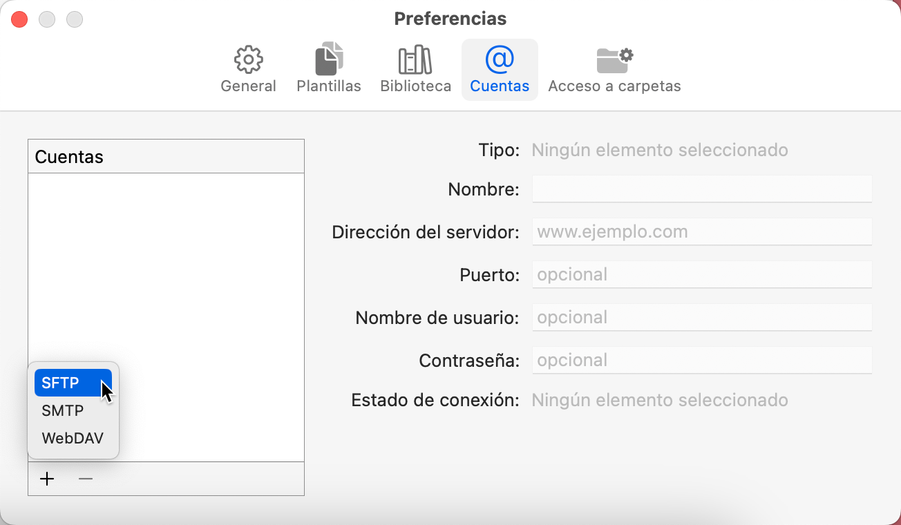 Merlin Project - Preferencias - Cuentas