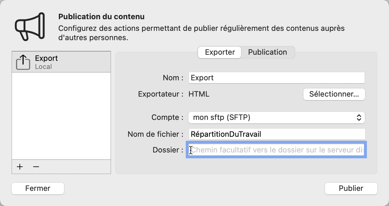 Laisser le dossier vide Laisser le dossier vide