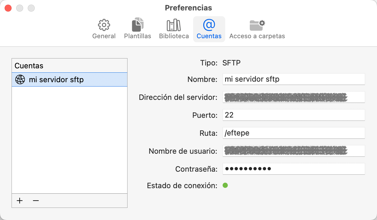 cuenta SFTP cuenta SFTP