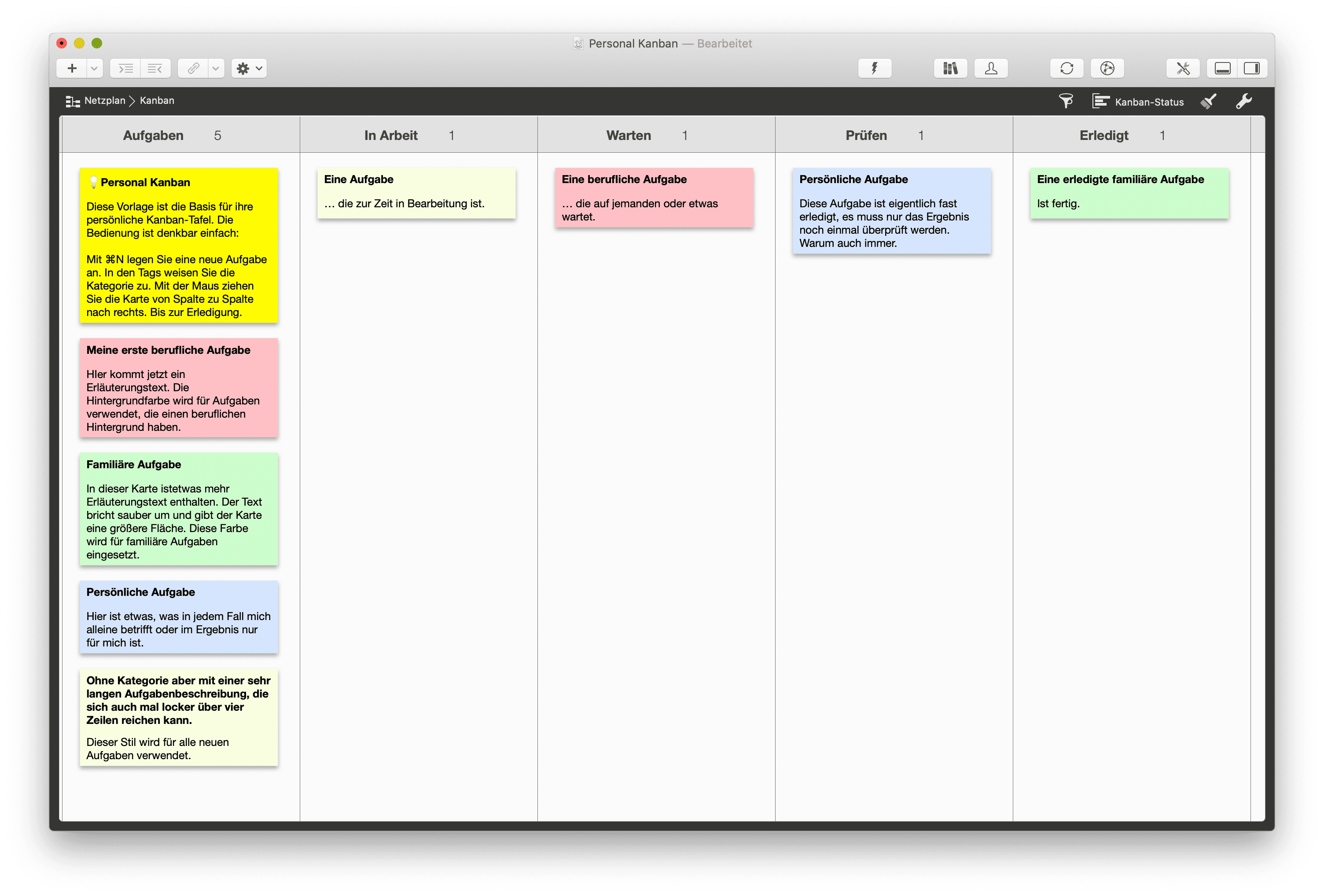 Persönliche Kanban-Tafel