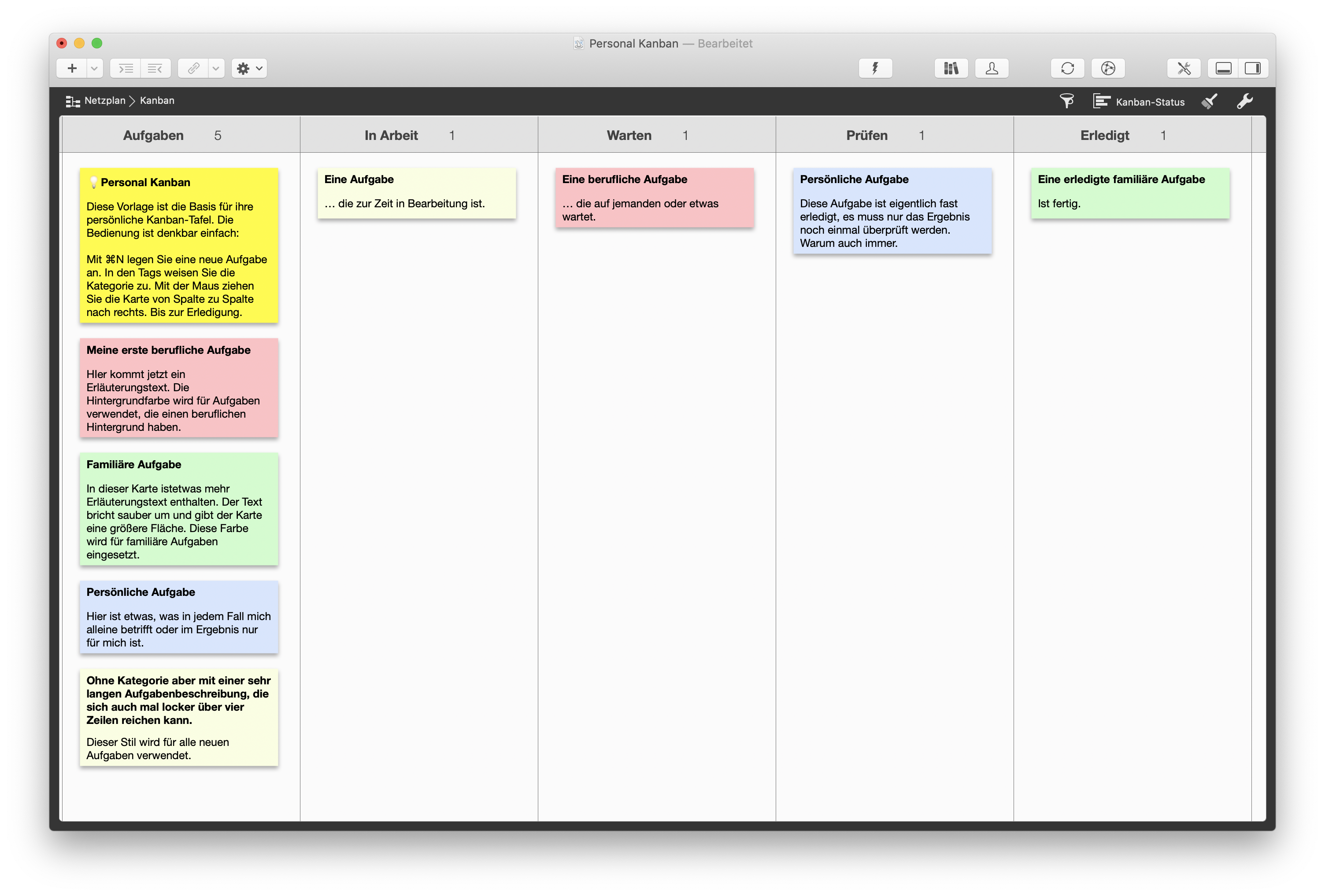 Persönliche Kanban-Tafel Persönliche Kanban-Tafel